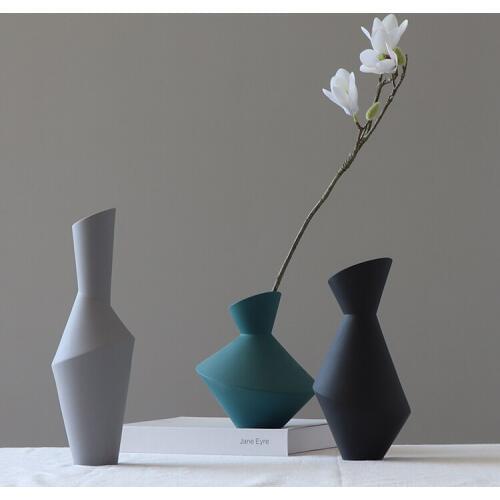Nordic style home furnishings creative vase Abstract handicraft living room soft geometric ceramic flower ware