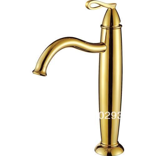 EMS(DHL) Free shipping Ti-PVD Finish Solid Brass Bathroom Sink Faucet tall