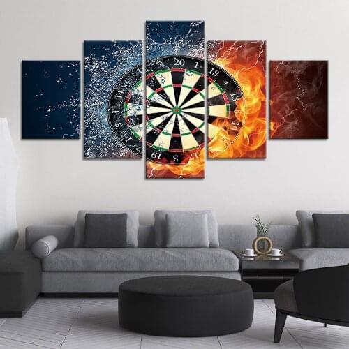 Frame Pictures Home Decor 5 Panel Dartboard Sport HD Printed Modern Canvas Painting Wall Art Modular Poster