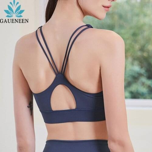 GAUENEEN High Impact Sports Bra Cross Back Yoga Bra Workout Running Pad Push Up Cropped Gym Vest Quick Dry Stretchy Fitness Top