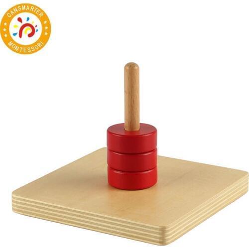 Montessori Kids Toy High-Quality Wooden Discs on Vertical Dowel