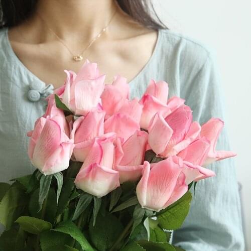 Artificial Flower Moisturizing Feel Rose Real Touch DIY Home Wedding Party Decoration Valentines Day Gift Photography Props