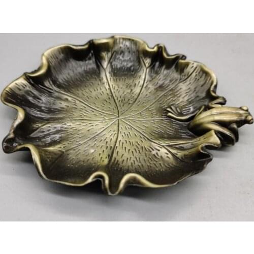 China brass Lotus leaf frog Pen wash crafts statue