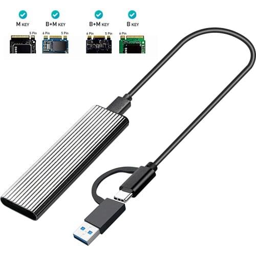 M.2 NVME Hard Drive Enclosure Dual Protocol 10Gbps High-speed Transmission with OTG for M.2 SSD