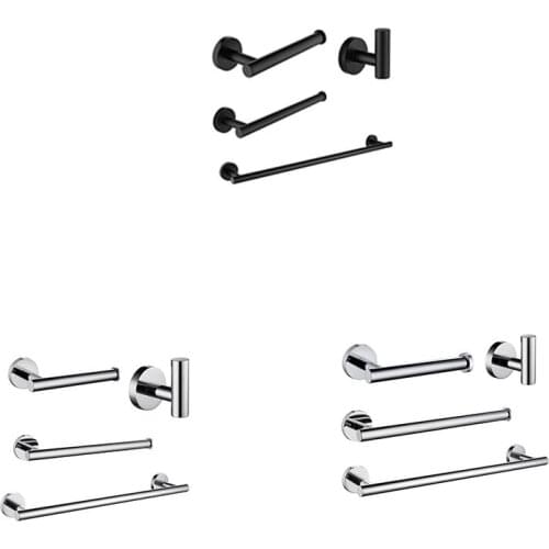 Stainless Steel Round Wall Mounted Hand Towel Bar Toilet Paper Holder Robe Towel Hooks Bathroom Accessories