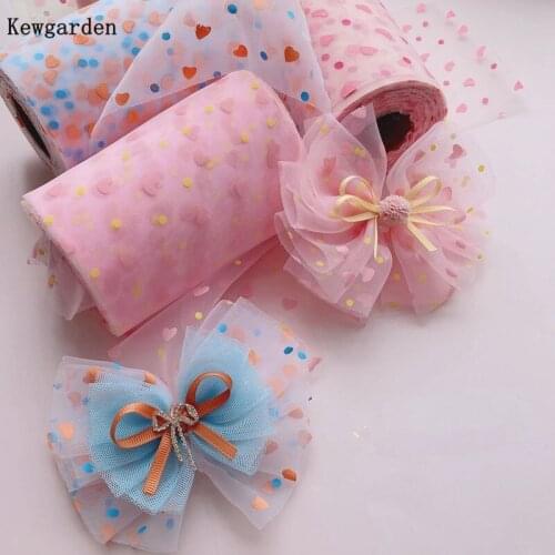 Kewgarden DIY Hairbow Accessories Print Cute Love Polyester Voile Ribbons 12cm Width Handmade Tape Riband 10 Meters