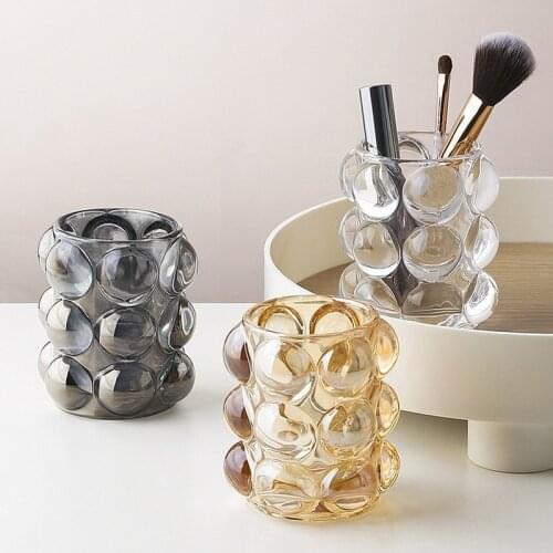 Multi-purpose creative household transparent crystal glass pen holder ornaments Nordic ins ball makeup brush storage bucket
