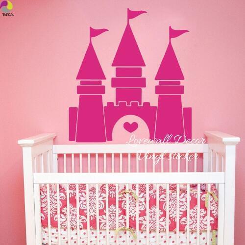 Cartoon Castle Wall Sticker Girl Room Baby Nursery Cute Princess Castle Wall Decal Bedroom Kids Room Vinyl Home Decor Art Mural