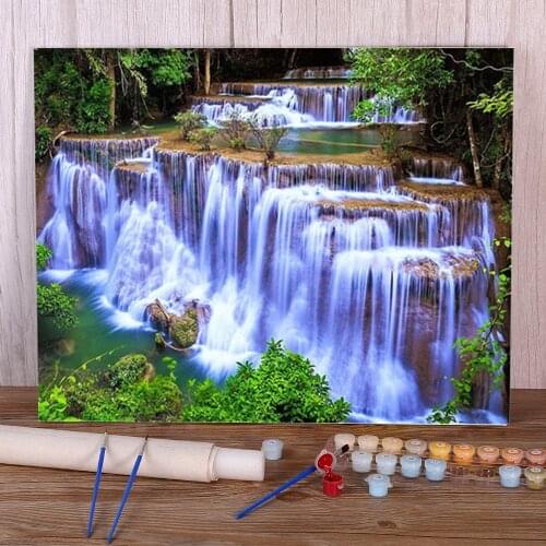 Waterfall Landscape Painting By Numbers Package Acrylic Paints 40*50 Picture By Numbers Photo Wall Decoration Handiwork