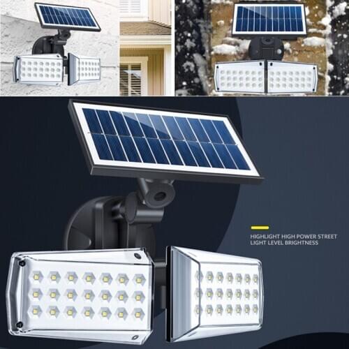 Solar Powered Microwave Human Body Induction Dual Head Wall Light Street Lamp Rotatable Household Wall Light