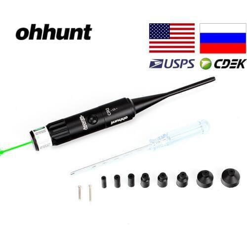 Ohhunt Hunting Green Red Laser Boresighter Kits Green Red Dot Bore Sight with On Off Switch for .22 to .50 Caliber Riflescope
