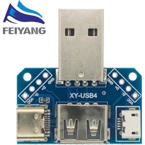 USB Head Switchboard Male USB Connector to Type-c Micro USB Female USB 2.54-4P transfer test board USB adapter plate XY-USB4