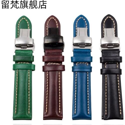 Genuine Calf Hide Leather Watch Strap Band 18MM 20MM 21MM 22MM Blue green black yellow coffee Leather Watchband bracelet