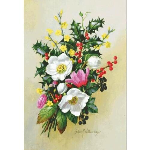 Christmas flowers cross stitch package big bloom 18ct 14ct 11ct cloth cotton thread embroidery DIY handmade needlework