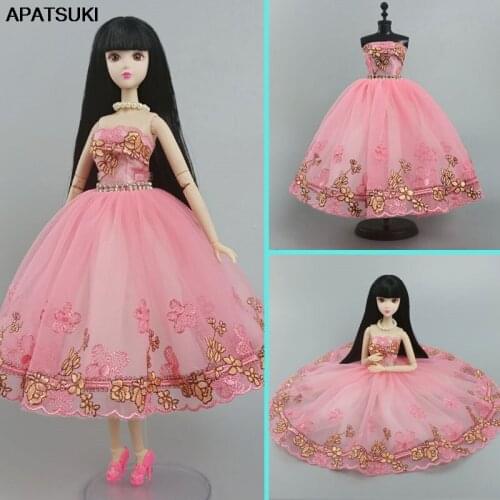 Pink 1/6 Dolls Accessories Cute Dancing Costume Ballet Dress For Barbie Doll Outfits 3-layer Skirt Clothes For Barbie Dolls Toy