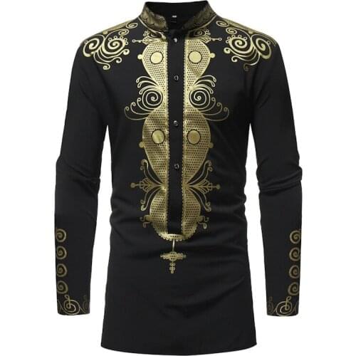 African Men Dashiki Bazin Shirt 2020 Brand Hip Hop Streetwear Men African Clothes Slim Fit Long Sleeve Shirt Men Camisas Hombre