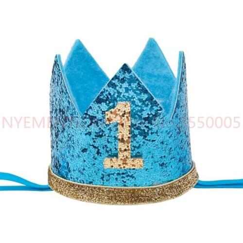 Baby Girl Birthday Party Hats I Am One Caps First Birthday Princess Crown Party Decorations Kids Favors Pink Headband 100PCS