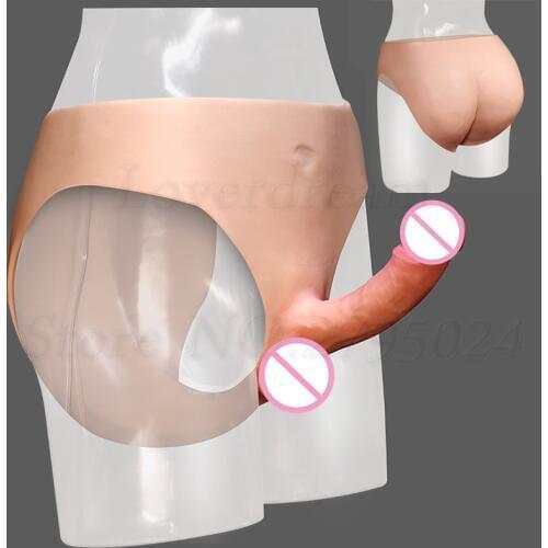 High Simulation Male Dick Silicone Penis Pants Lesbian Strapon Vagina Dildo Gay Anal Plug Sex Toys For Women Men Hollow Harness