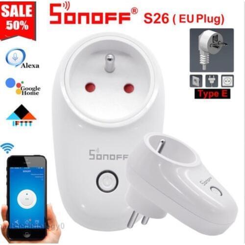 SONOFF S26 US/UK/CN/AU/EU WIFI Smart Plug Power Socket Light Switch Outlet Timer 220V Wireless Remote Control Alexa Google Home
