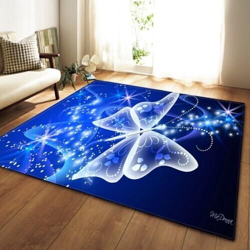 Modern Large Carpet 3D Dream Unicorn Butterfly Jellyfish Carpets for Living Room Bedroom Area Rugs Soft Flannel Home Decor Mats