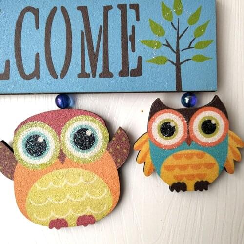 Owls Welcome Sign Wooden Hanging Decor Rustic Farmhouse Signs Front Door Sign Wall Ornaments Gifts Home Decoration