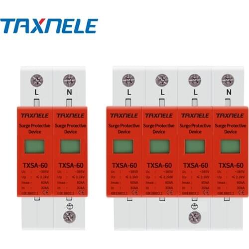 AC SPD Din Rail 20KA 40KA 30KA 60KA 2P 4P 385V House Lightning Surge Protector Protect Protective Low-voltage Arrester Device