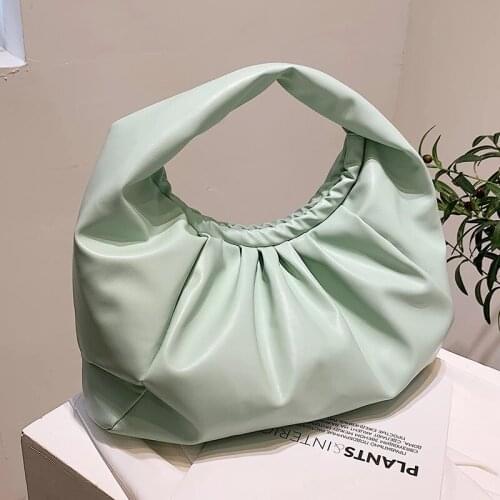 Solid Color Pleatedr Underarm Bag for Women 2021 Simple Totes Shoulder Bag Lady Luxury Brand Designer Handbags and Purses