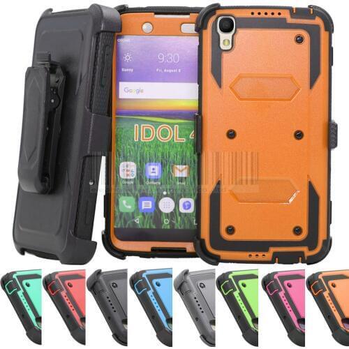 Heavy Duty Rugged Case Holster Belt Clip 360 Degree Kickstand Shockproof Hard Cover For Alcatel OneTouch Idol 4 5.2 OT-6055