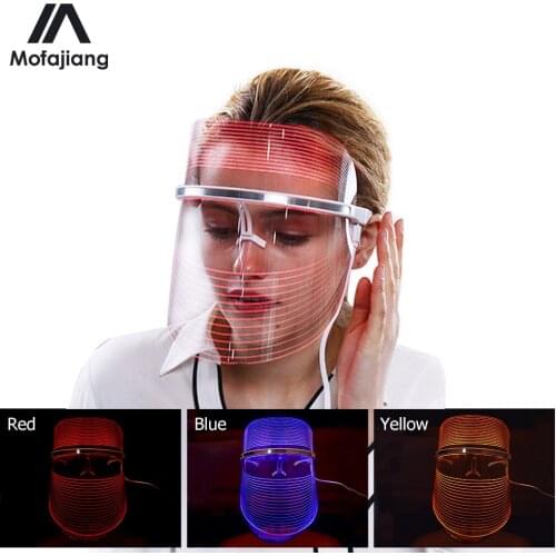 LED Facial Mask Anti Aging Face Skin Tightening Rejuvenation Light Therapy Whitening 3 Color Photonic Skin Care Remove Wrinkle