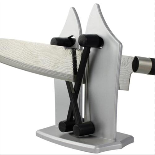 Kitchen hand-held multi-function knife sharpener supplies V-shaped knife sharpener householdknife sharpener with base hot sale