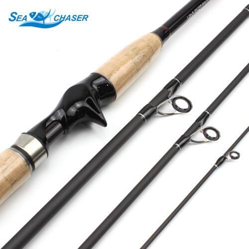 2.1M 2.4M 2.7M sea rod Carbon wooden handle 4 Sections lure rod M Power 12-25lb Lure 10-25g Ultra-light Fishing Rod Travel pole