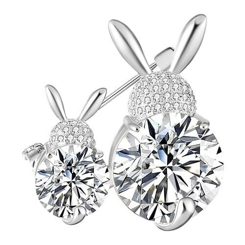Vintage All White Crystal Bunny Rabbit Pin Cute Animals Brooches Pins for Women Mothers Day Gift broche femme bijoux de luxe