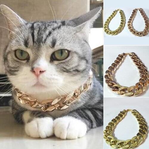 36/45CM Hiphop style Necklace Collars For Pet Dog Thick Gold Chain Plated Plastic Identified Safety Collar Puppy Supplies