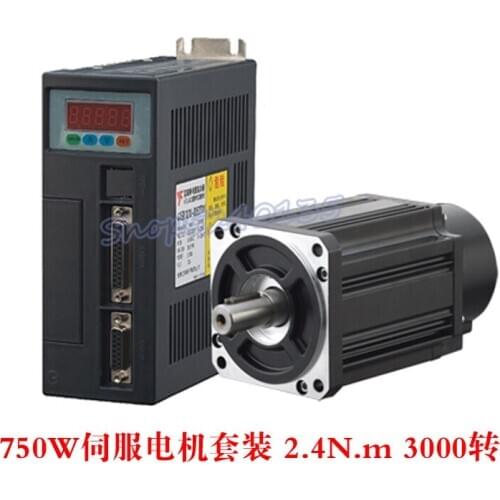 High quality 750w 80ST-M02430 AC servo motor 0.75kw 2.4N.M 3000rpm AC Servo Motor and Servo driver with Servo cable 80ST