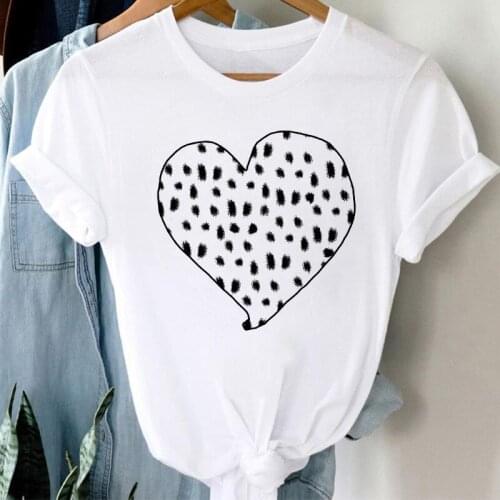 Women Graphic Heart Love Style Cartoon Fashion Aesthetic Summer Short Sleeve Printed Female Clothes Tops Tees Lady T-Shirt