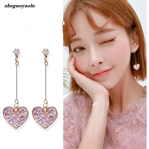 New Fashion Sweet Earrings Popular Sequins Earrings Net Red Temperament Simple Long Personality Earrings Women Jewelry Wholesale