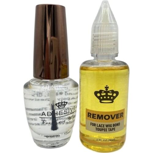 1 bottle 0.5 Oz 15 ml lace adhesive wig glue with 1 bottle 1 Oz 30 ml remover for lace wig glue