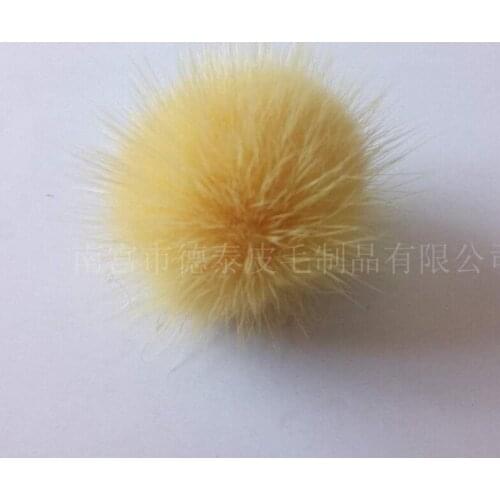 10pcs/lot Wholesale price 100% Real Mink Fur Ball DIY 5-6cm Genuine Fur Pompom For Women Winter Keychain Beanies Hat F014-yellow