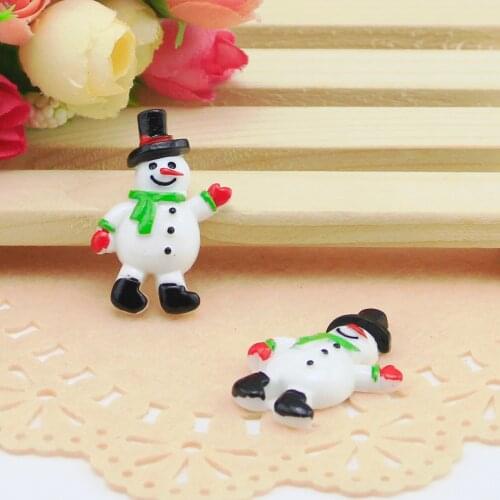10pcs/lot Resin Flat Back Cute green Christmas Snowman 26*38mm Cabochon Girls Hair Bow Center Making Boys Crafts DIY