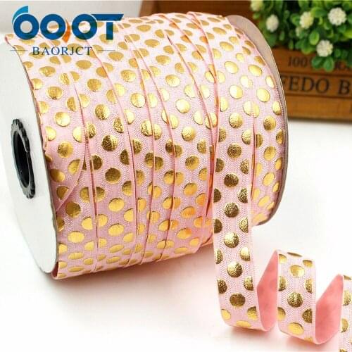 176085 ,5/8'' 16MM hot gold print Dots Elasticity ribbon ,10 yards DIY handmade hair accessories Material , free shipping