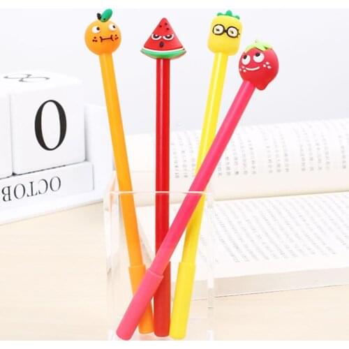 24Pc Elegant Cute Fruit Gel Pens Kawaii Ballpoint Rollerball Funny School Stationery Store Office Supply Accessory Item Material