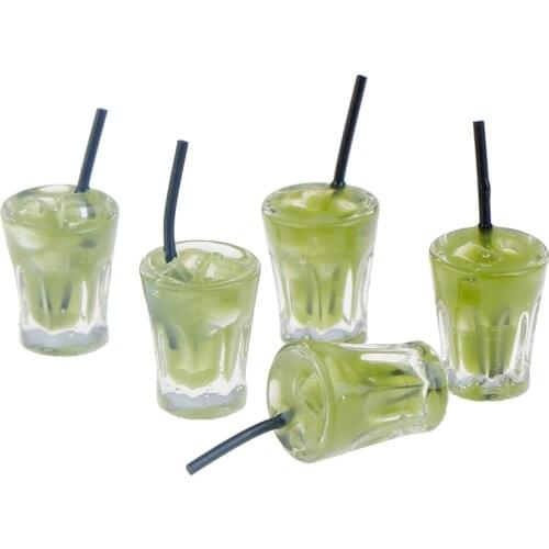 5pcs Dollhouse Miniature Food Mini Resin Fruit Bottle Simulation Drinks Model Toys Fruit Drink Play Dollhouse Dolls Accessories