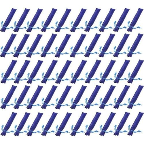 50 Pcs Blue Velvet Pen Pouch Sleeve Holder Single Pen Bag Case Pencil Bag