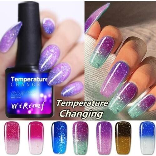 8ml Thermal Nail Polish Glitter Sequins Temperature Color Changing Fast Dry Manicure Varnish Gradient Nail Lacquer