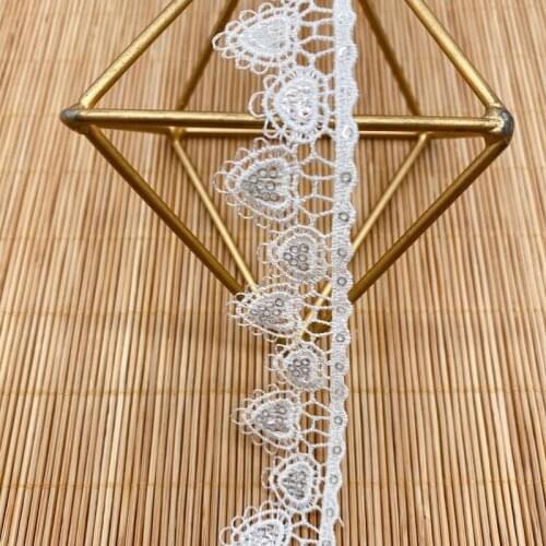 9/19yards Sequins Polyester Lace Trims Childrens Wear Lolita Wedding Dress Unilateral Bar Code Clothing Accessories