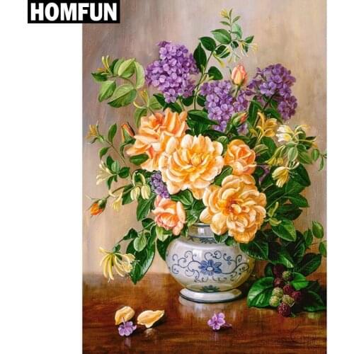HOMFUN Full Square/Round Drill 5D DIY Diamond Painting "Colored flowers" Embroidery Cross Stitch 5D Home Decor Gift A03923