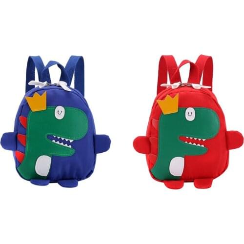 ASDS-2x Cute Kids Kindergarten School Bag 3D Cartoon Dinosaur Mini Backpack New Baby Boy Girl School Bag Red & Blue