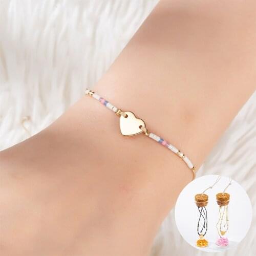 YADA Adjustable Love Heart Charm Couple Bracelets&Bangles For Women Friendship Jewelry Bracelets With Drift Bottle BT210043