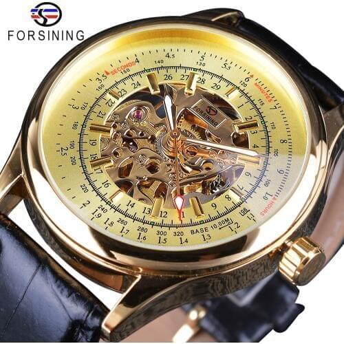 Forsinong Golden Transparent Luxury Luminous Hands Men Watches Top Brand Luxury Mechanical Creative Business Male Skeleton Watch