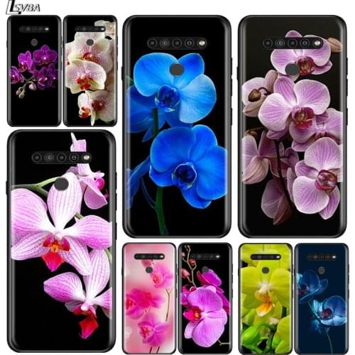 Orchid Flowers for LG G8 G8S G8X V30 V35 V40 V50 V60 ThinQ Q60 K40 K50 K51 K61 K71 K92 K62 Soft Black Phone Case